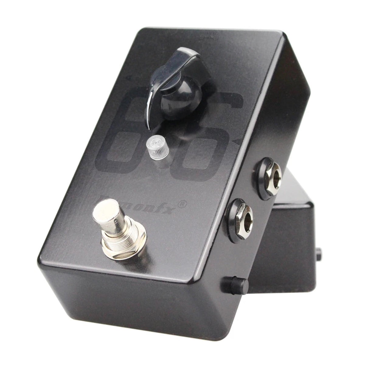 Demonfx 66 Booster Guitar Effect Pedal with clean preamp boost and amp channel switch, featuring a sleek black metal casing and single control knob.