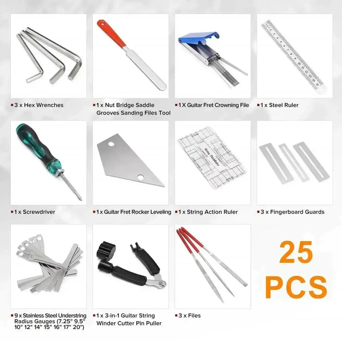 Guitar Repairing Tools Kit with Carry Bag 25 PCS.