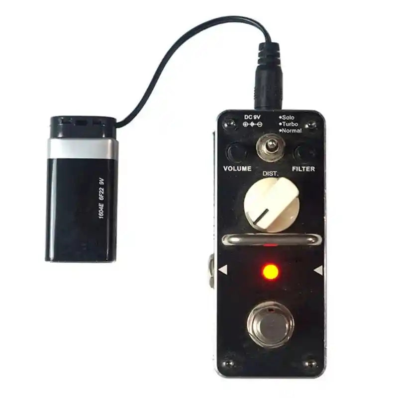 9V battery clip to pedal power converter with a black cable and DC barrel connector, ideal for powering guitar effects pedals.