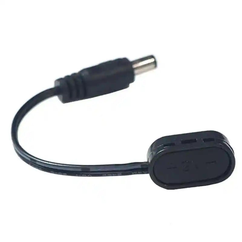 9V battery clip to pedal power converter with a black cable and DC barrel connector, ideal for powering guitar effects pedals.