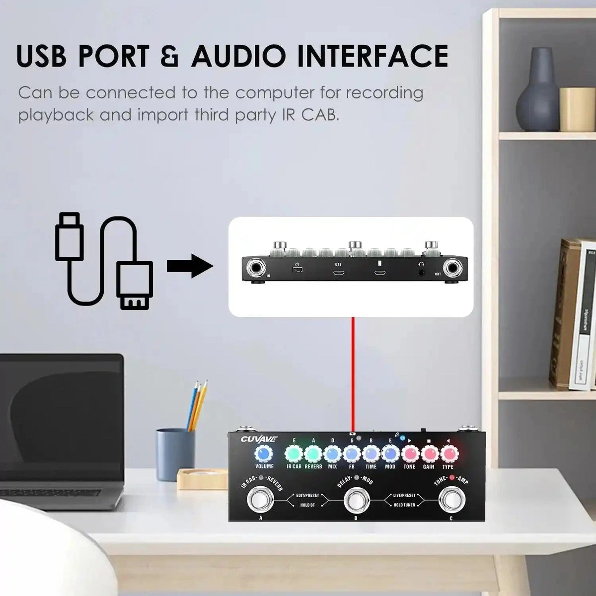 Cuvave - CUBE BABY / IR Cabinets Simulation / Chorus / Phaser / Reverb / Delay / Vibrato Pedal.