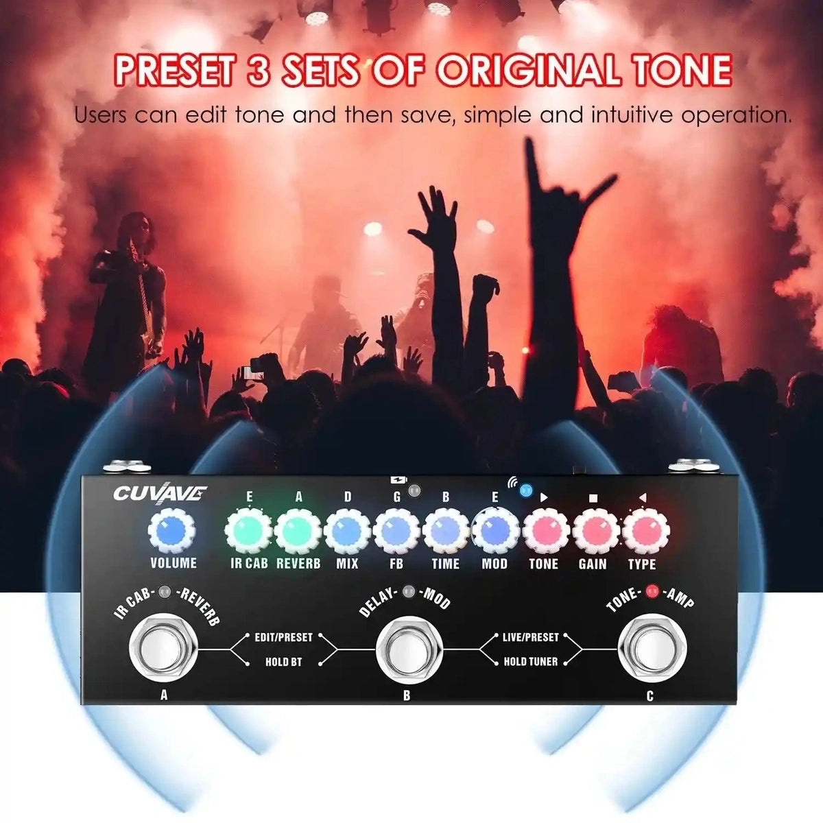 Cuvave - CUBE BABY / IR Cabinets Simulation / Chorus / Phaser / Reverb / Delay / Vibrato Pedal.